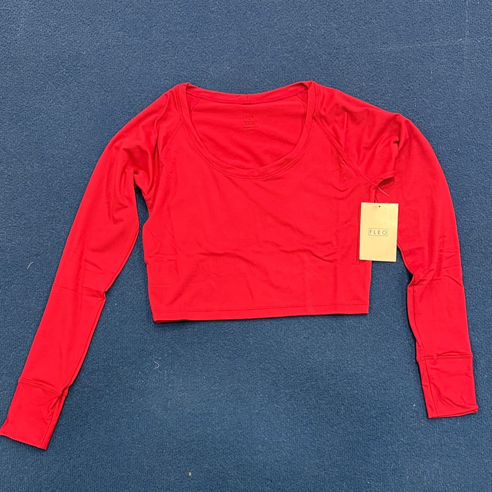 Fleo Vibrant Red Long Sleeve Crop Top